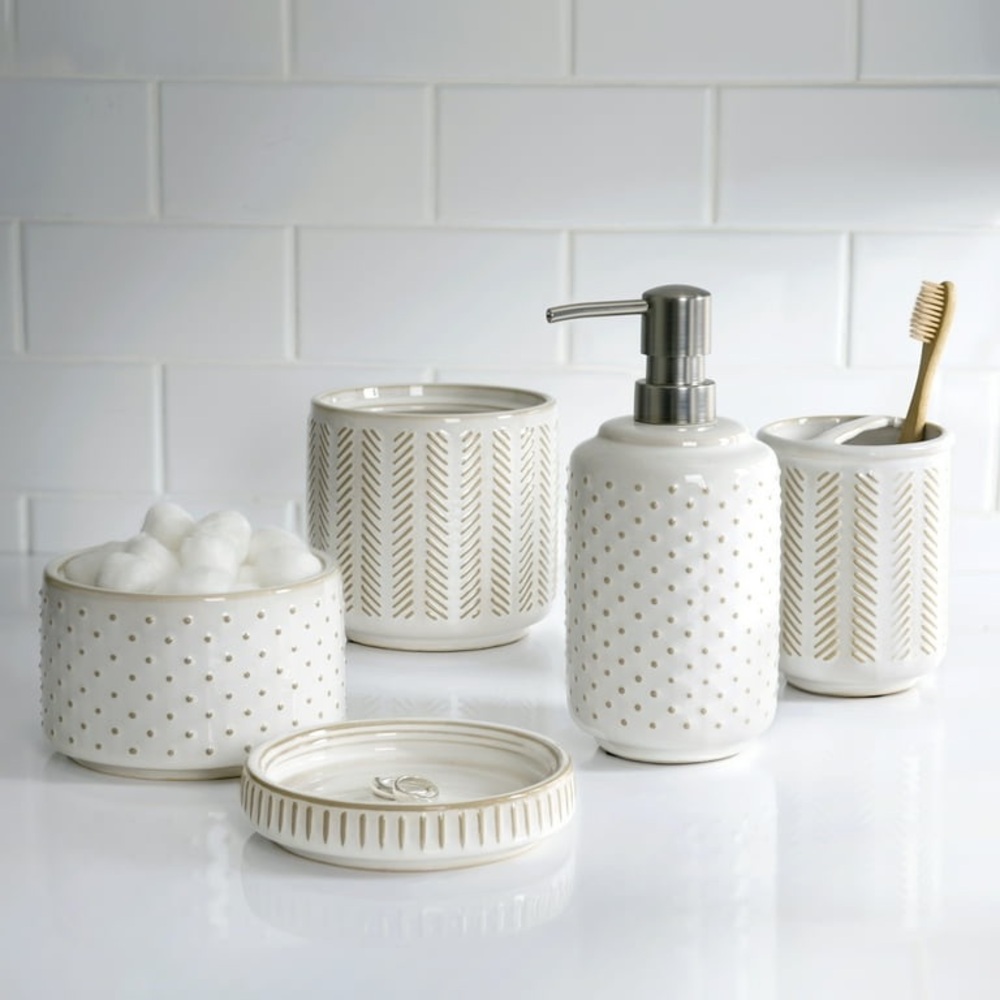 Better Homes & Gardens Reactive Glazed Ceramic Toothbrush Holder, Creamy White - Picture 7 of 8